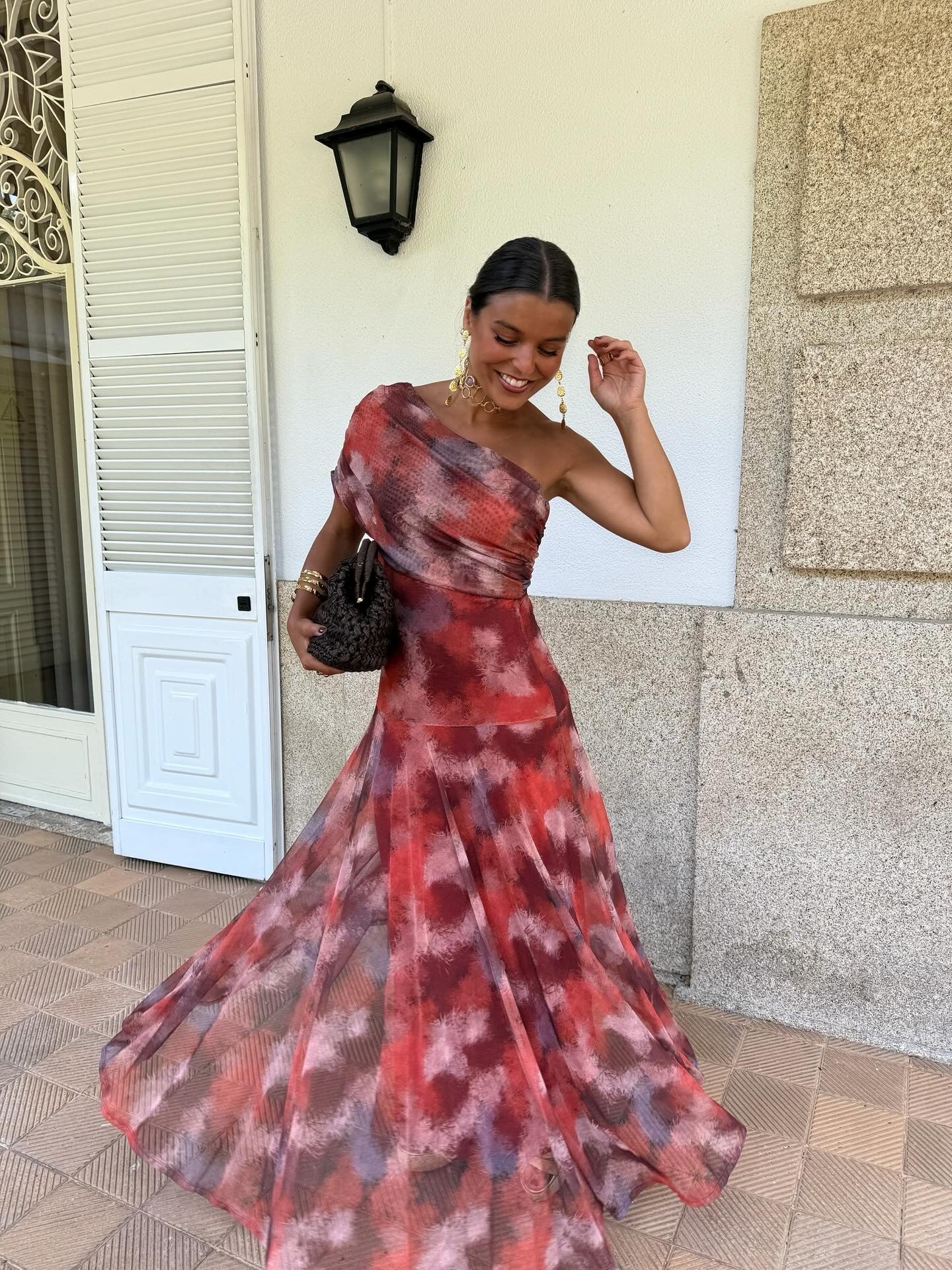 Valentina™ | Watercolour Off-Shoulder Long Dress