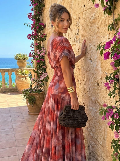 Valentina™ | Watercolour Off-Shoulder Long Dress