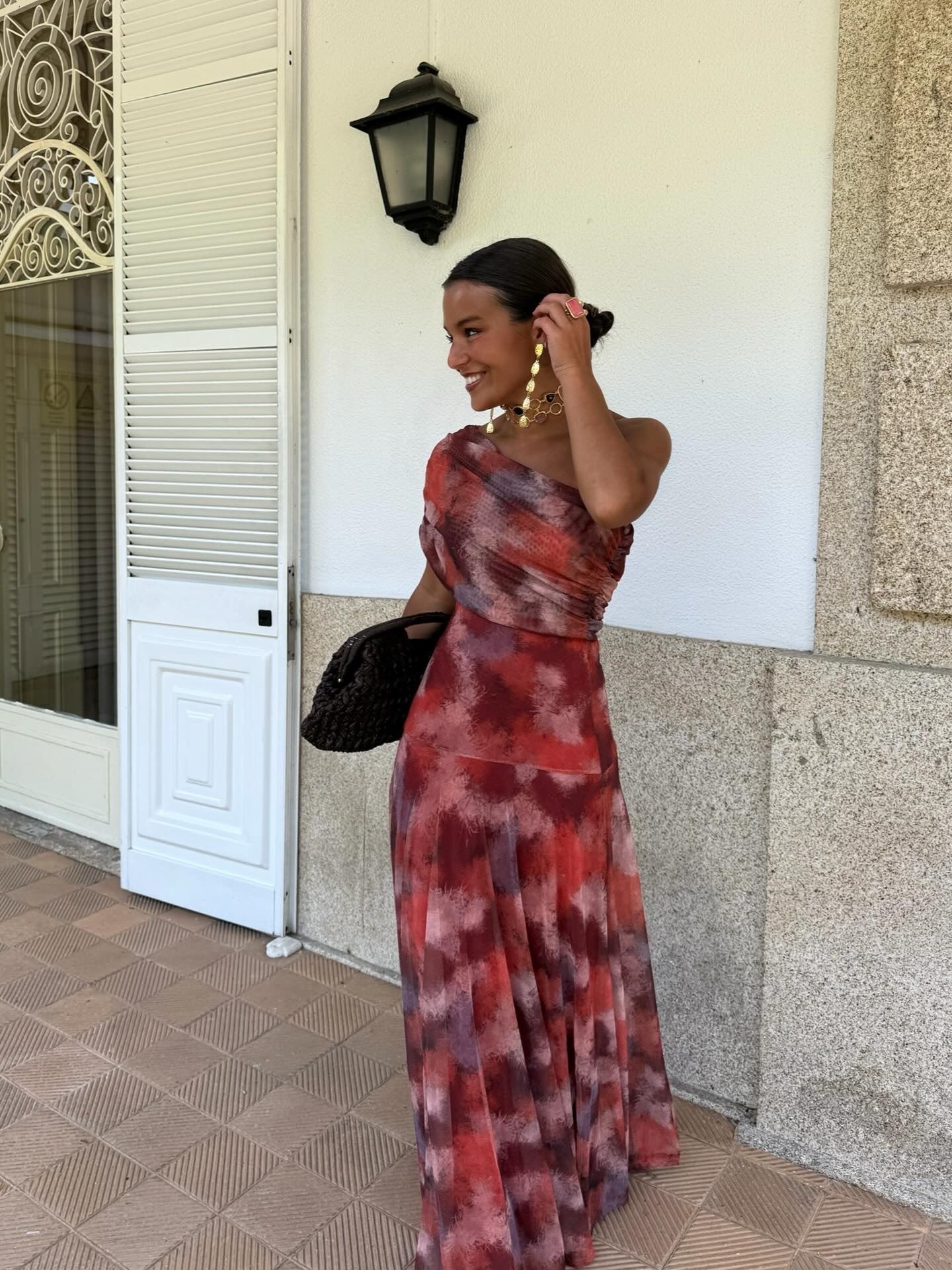 Valentina™ | Watercolour Off-Shoulder Long Dress