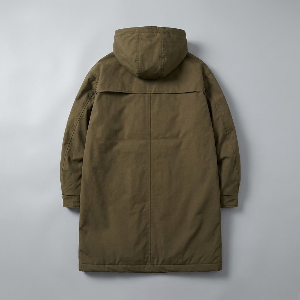 Men's Long Hooded Overcoat with Full Zip - image 3