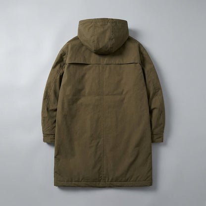 Men's Long Hooded Overcoat with Full Zip - image 3