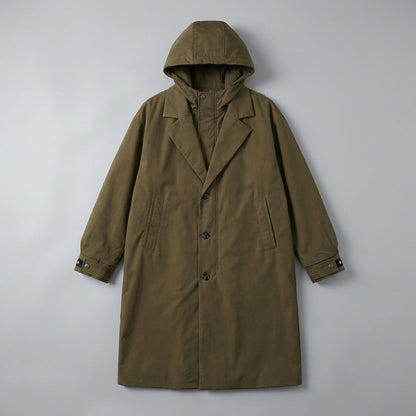 Men's Long Hooded Overcoat with Full Zip - image 2