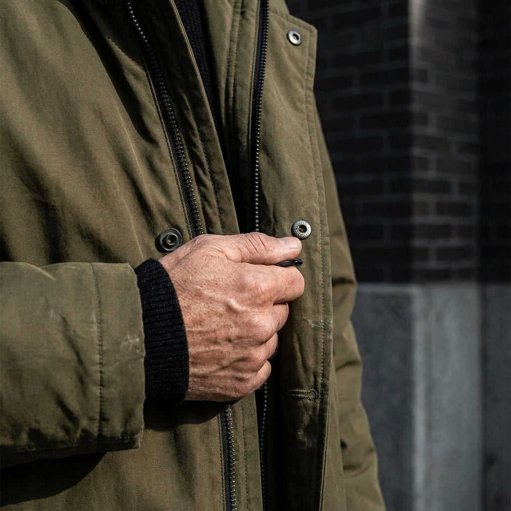 Men's Long Hooded Overcoat with Full Zip - image 6