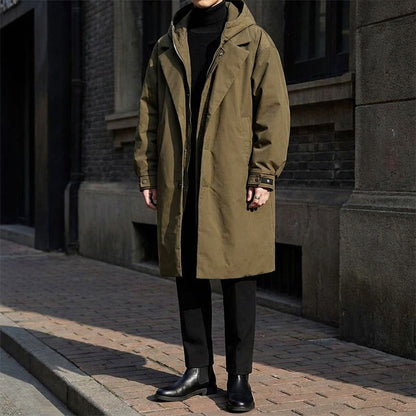 Men's Long Hooded Overcoat with Full Zip - image 5