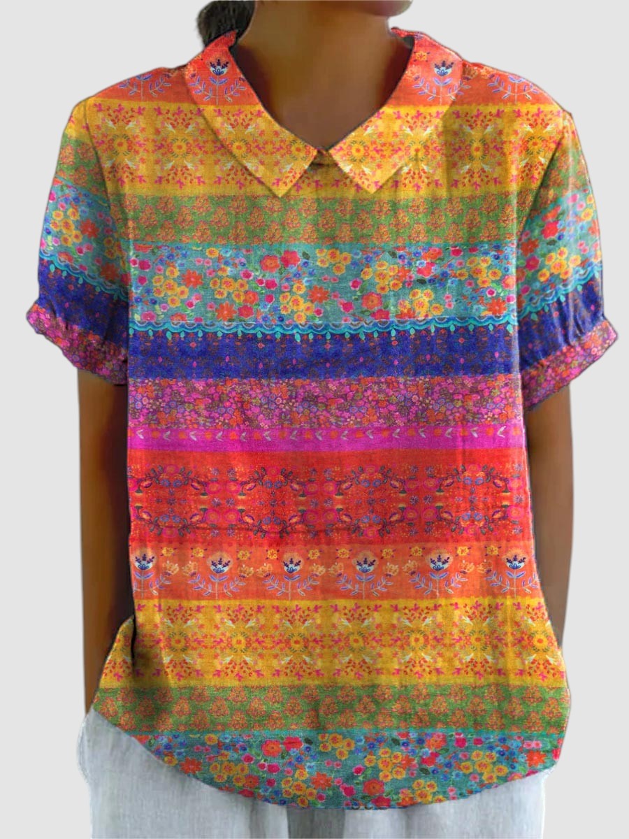 MARA | FLORAL STRIPED T-SHIRT