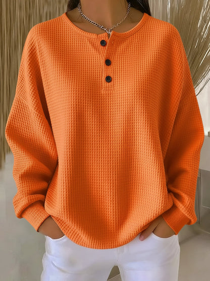 Milagros | Henley Textured Sweatshirt