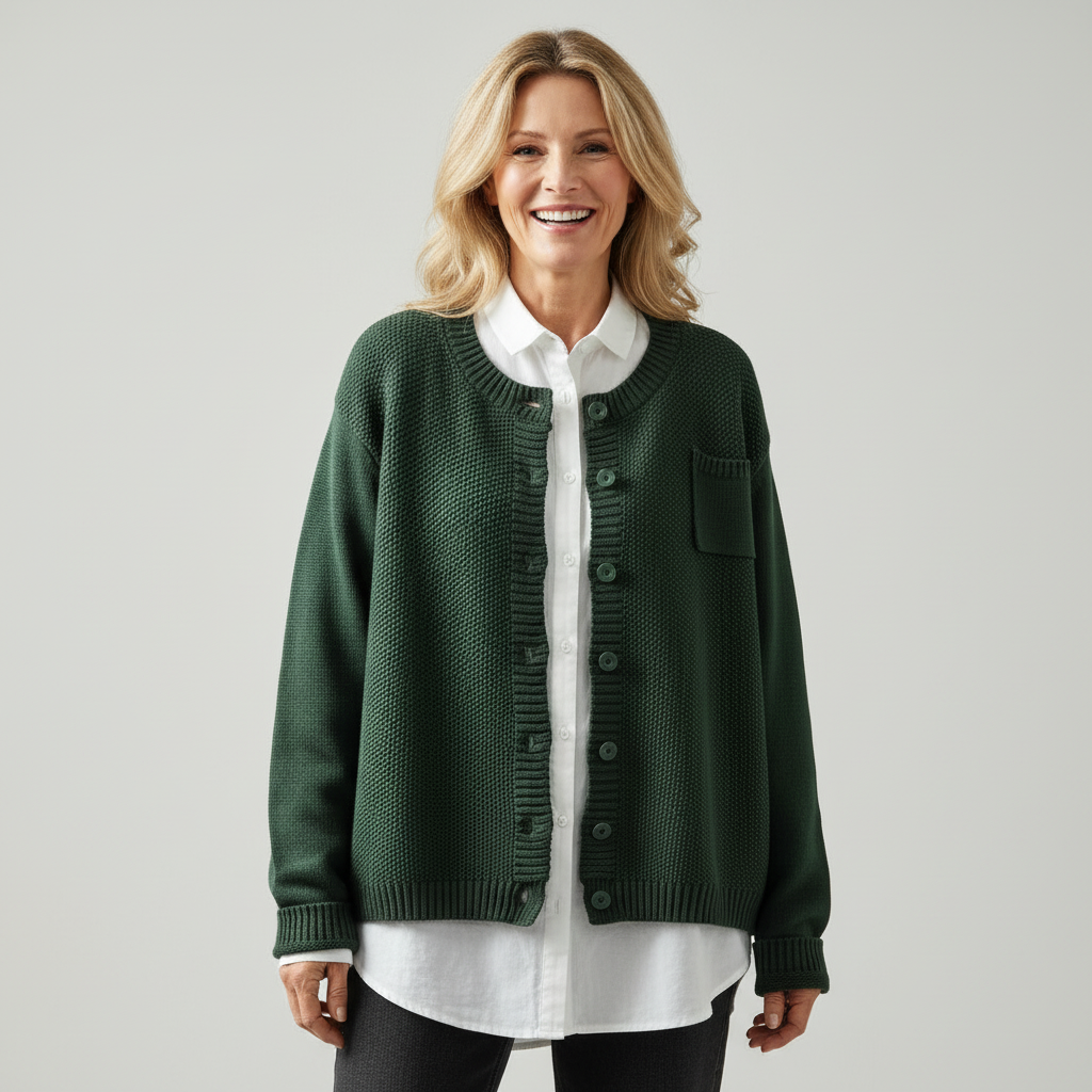 Women's Button-Up Knit Cardigan with Chest Pocket - image 8