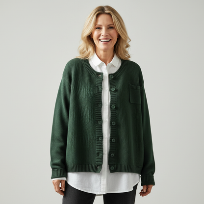 Women's Button-Up Knit Cardigan with Chest Pocket - image 8