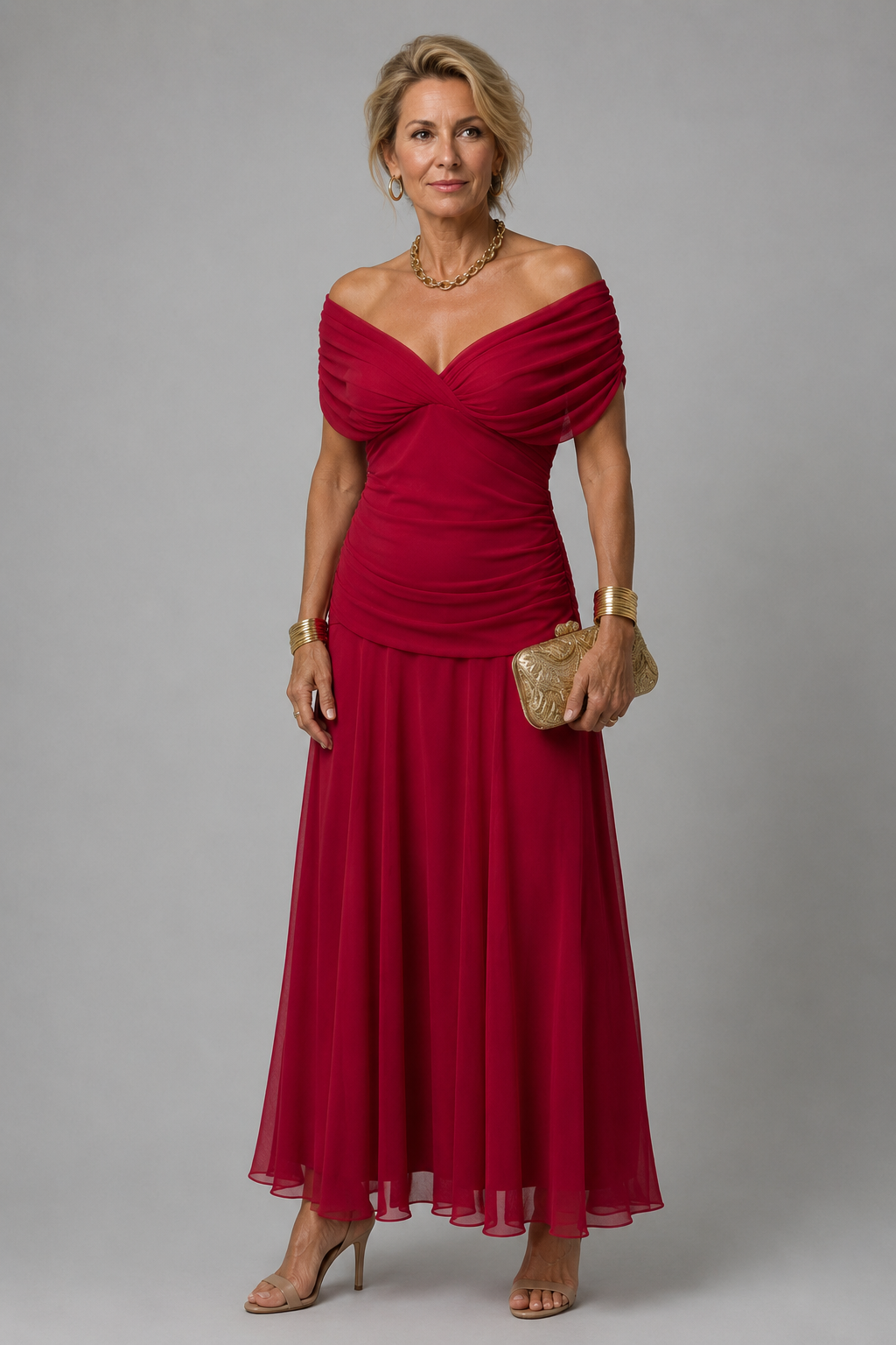 Ariane | Midi Dress with Draped Shoulders