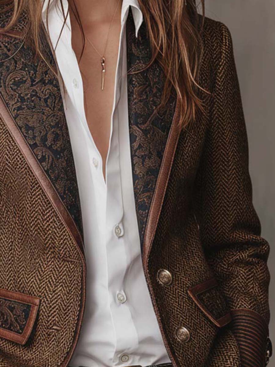 Gisèle | Blazer with Chevron Print Inserts