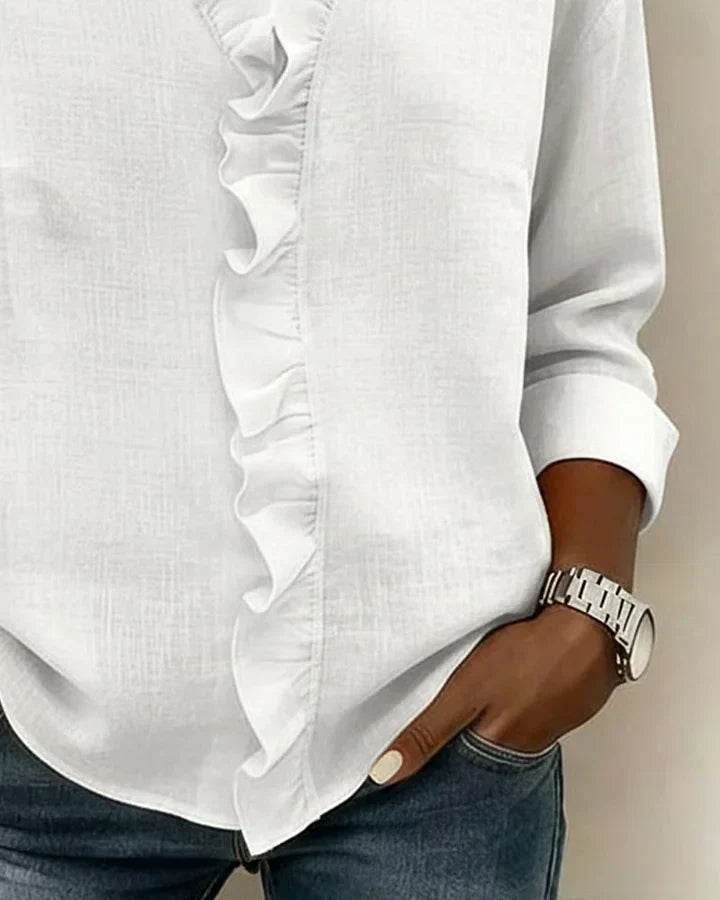 MALIYA | RUFFLED V-NECK BLOUSE
