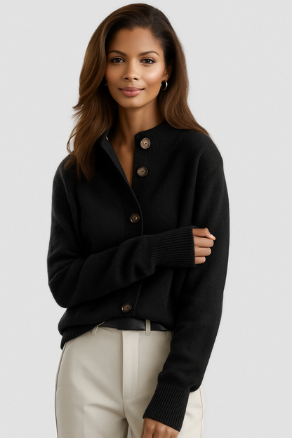 Women's Knit Button Cardigan with Collar - image 10