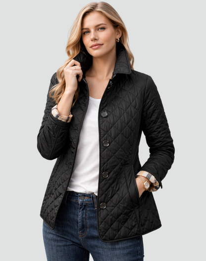 Women's Quilted Jacket with Collar and Button Fastening - image 5