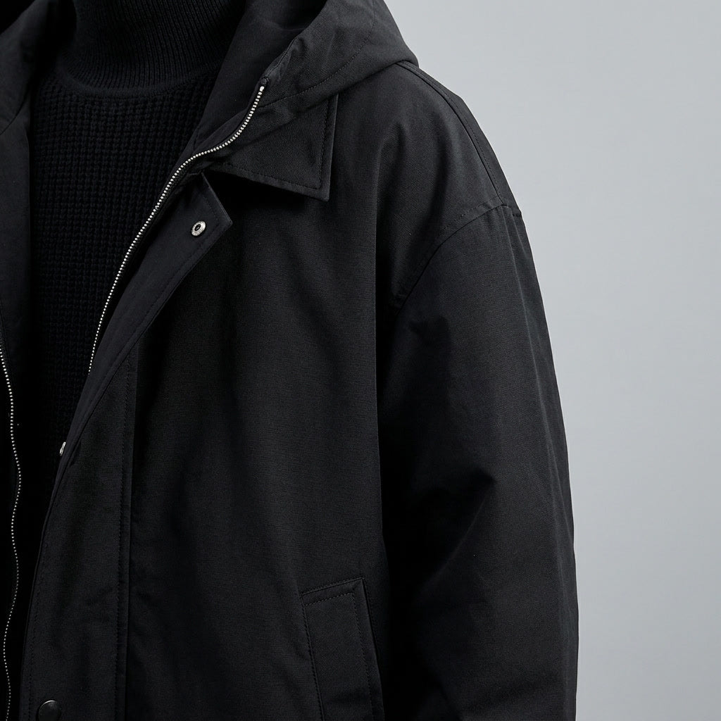 Men's Long Hooded Overcoat with Full Zip - image 8