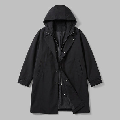 Men's Long Hooded Overcoat with Full Zip - image 7
