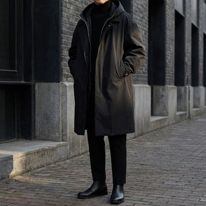 Men's Long Hooded Overcoat with Full Zip - image 10