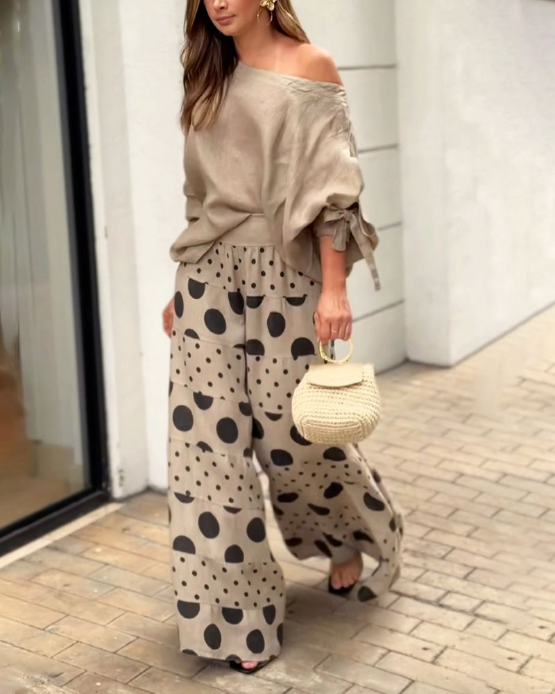 Simonetta | Coordinated Soft Shoulder Top + Printed Trousers