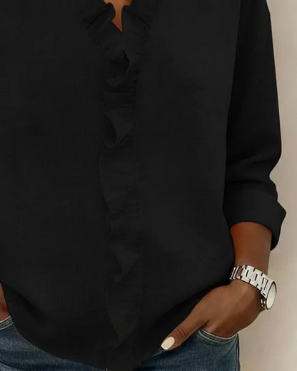 MALIYA | RUFFLED V-NECK BLOUSE