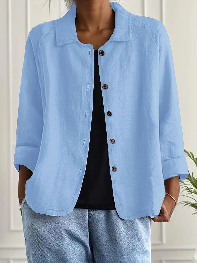 Women's Classic Shirt Style Layering Top - image 1