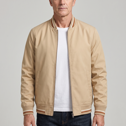 Men's Zip-Up Jacket with Contrast Striped Rib Trims - image 1
