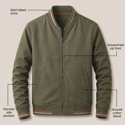 Men's Zip-Up Jacket with Contrast Striped Rib Trims - image 3
