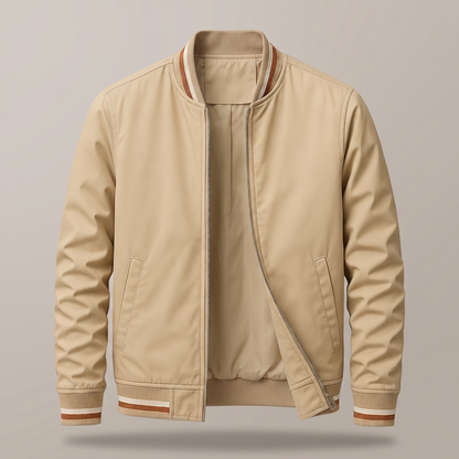 Men's Zip-Up Jacket with Contrast Striped Rib Trims - image 6