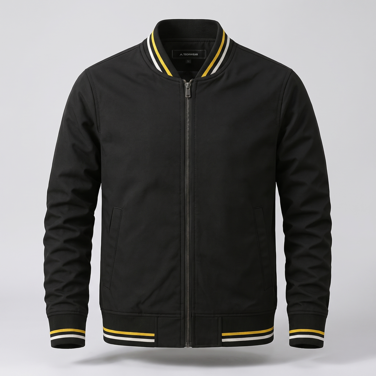 Men's Zip-Up Jacket with Contrast Striped Rib Trims - image 10
