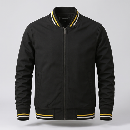 Men's Zip-Up Jacket with Contrast Striped Rib Trims - image 10