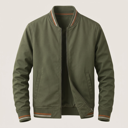 Men's Zip-Up Jacket with Contrast Striped Rib Trims - image 8