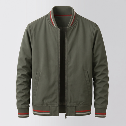 Men's Zip-Up Jacket with Contrast Striped Rib Trims - image 7