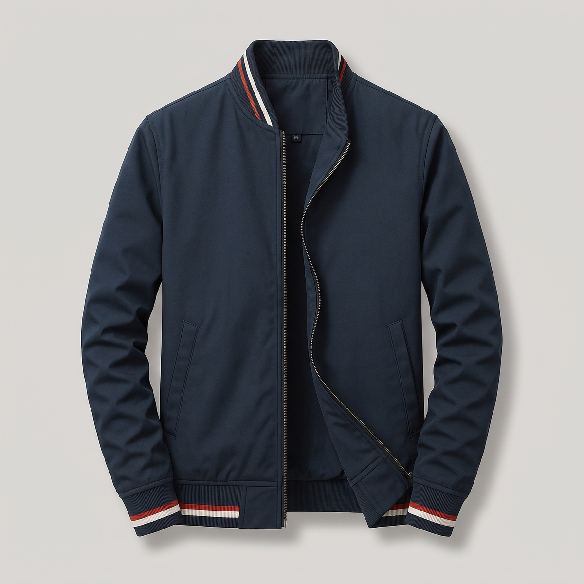 Men's Zip-Up Jacket with Contrast Striped Rib Trims - image 9