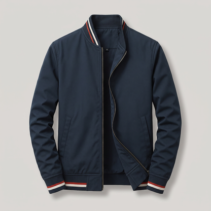 Men's Zip-Up Jacket with Contrast Striped Rib Trims - image 9