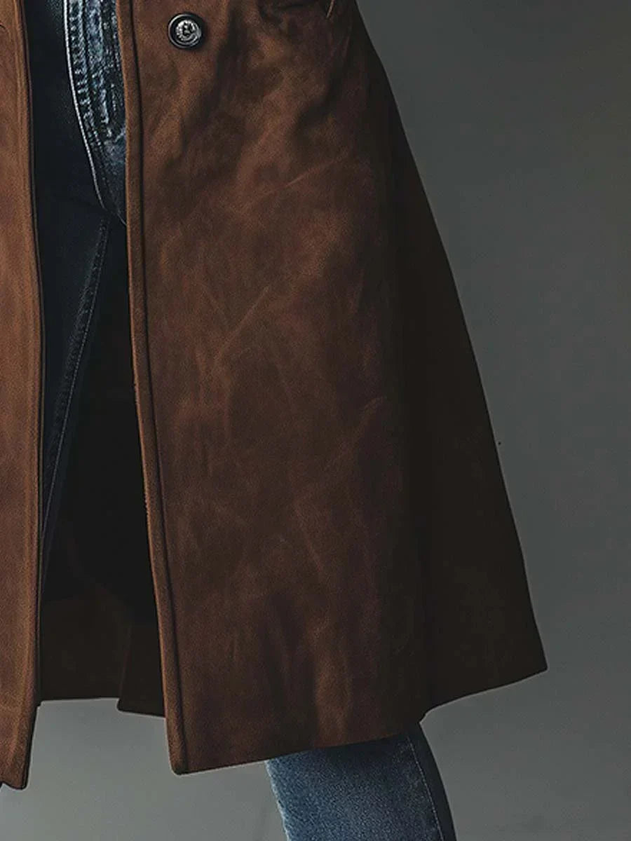 Women's Suede Look Trench Coat - image 4