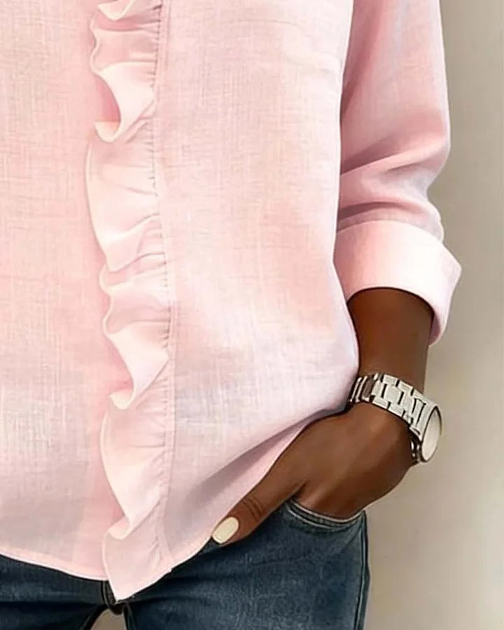 MALIYA | RUFFLED V-NECK BLOUSE