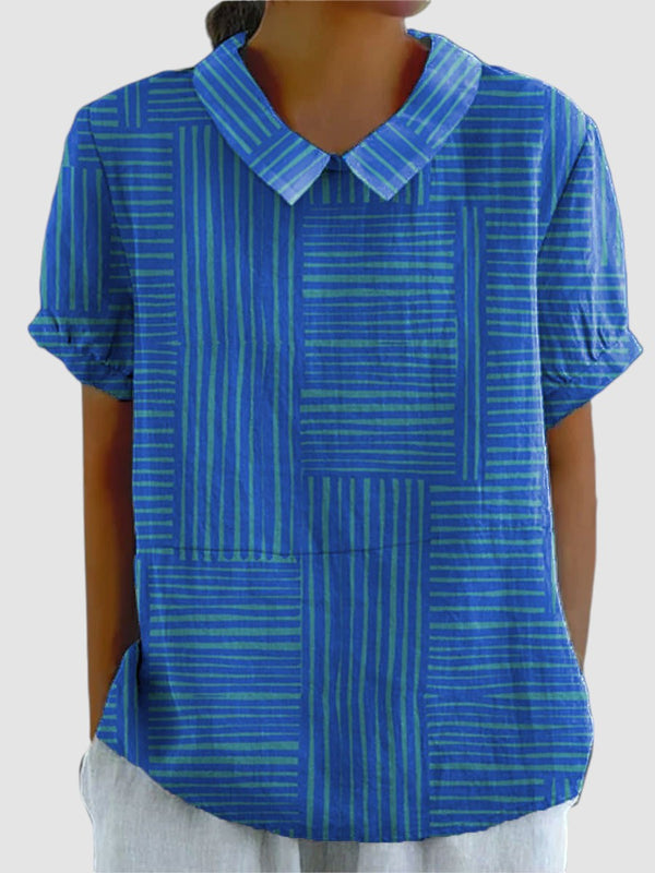 DEENAH | STRIPED GEOMETRIC T-SHIRT