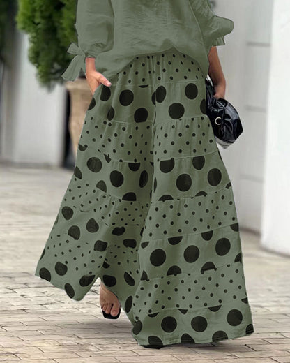 Simonetta | Coordinated Soft Shoulder Top + Printed Trousers
