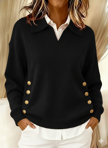 Vicenta | Polo Neck Jumper with Buttons