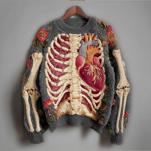 Women's Anatomy Art and Floral Print Jumper - image 1