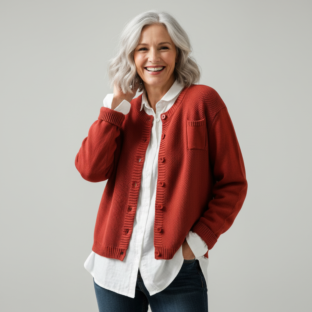 Women's Button-Up Knit Cardigan with Chest Pocket - image 5