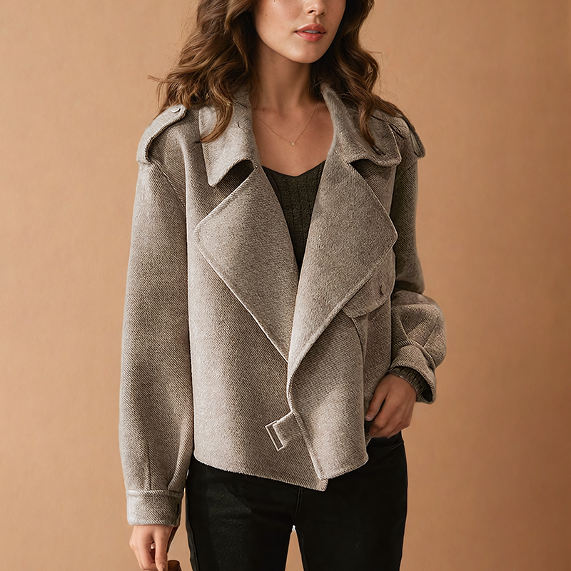 Women's Wool Look Jacket in Khaki - image 1