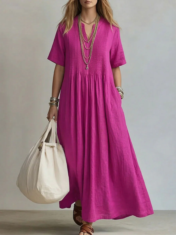 Irene - Pleated Cotton Maxi Dress