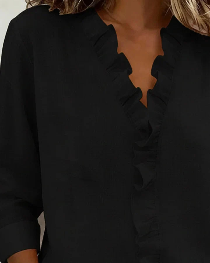 MALIYA | RUFFLED V-NECK BLOUSE