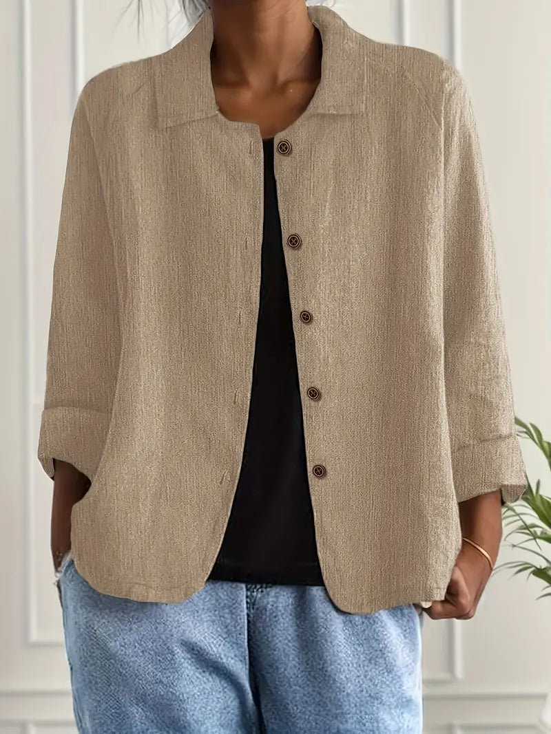 Women's Classic Shirt Style Layering Top - image 7
