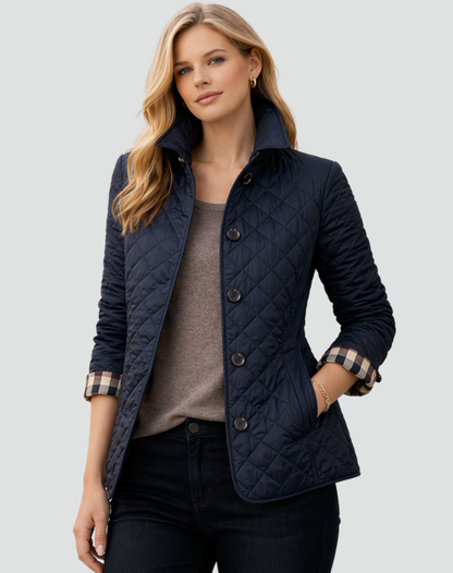 Women's Quilted Jacket with Collar and Button Fastening - image 8