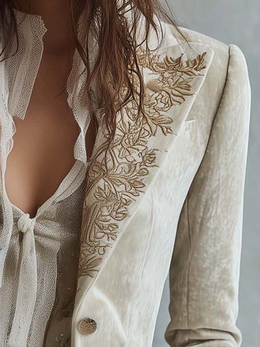 Constance | Ivory Blazer Tailored Embroidery