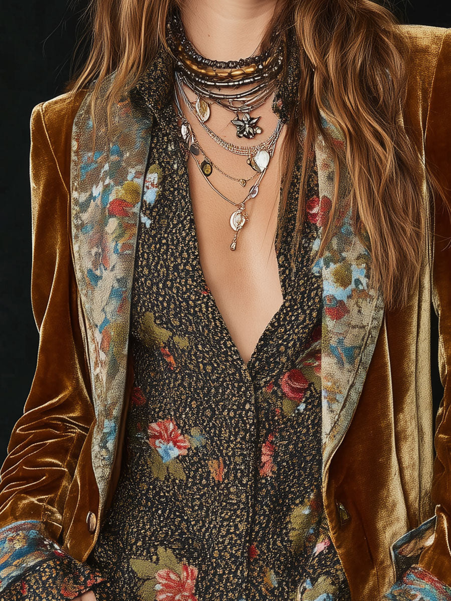 Marcelline | Vintage Floral Print Patchwork Blazer