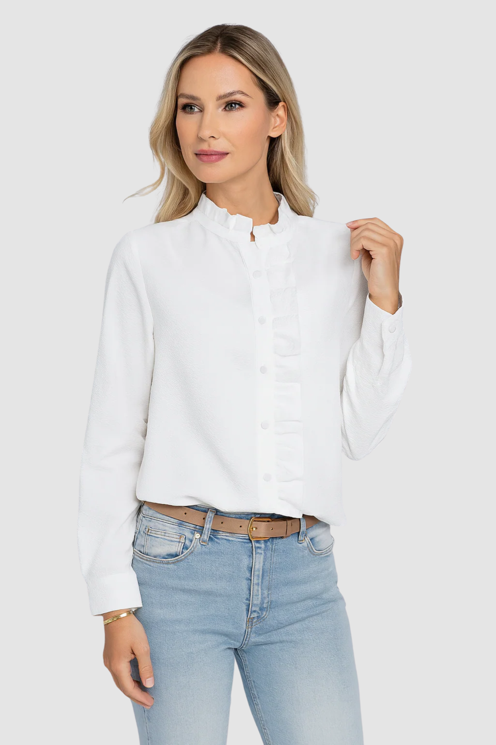 Women's blouse – ruffled collar, elegant & timeless