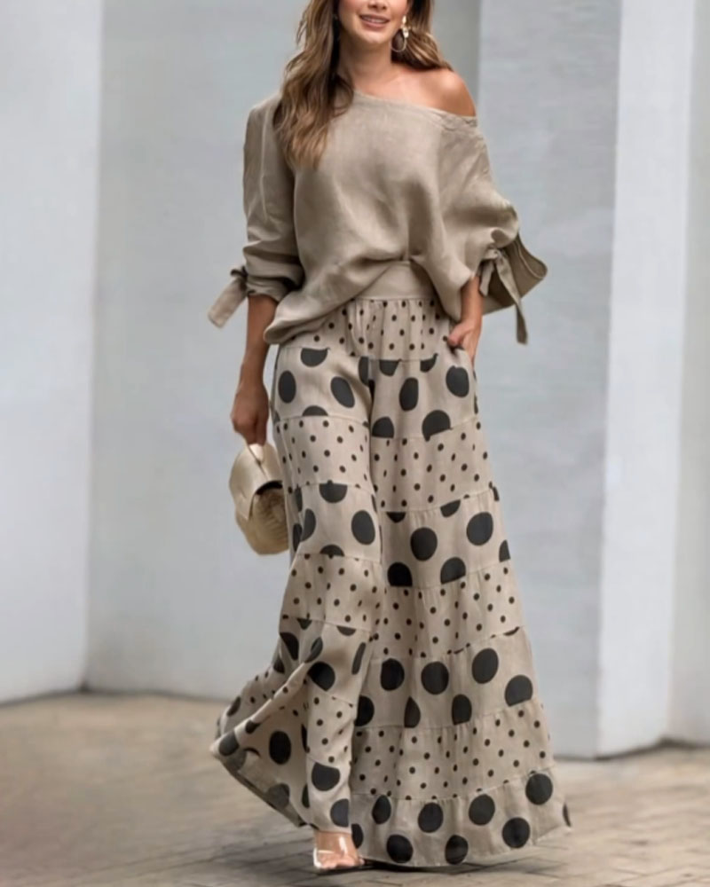 Simonetta | Coordinated Soft Shoulder Top + Printed Trousers