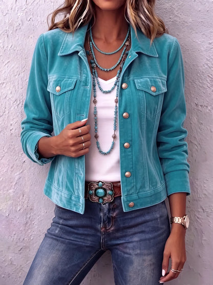 Women's Vintage Wash Button-Front Jacket with Chest Pockets - image 5