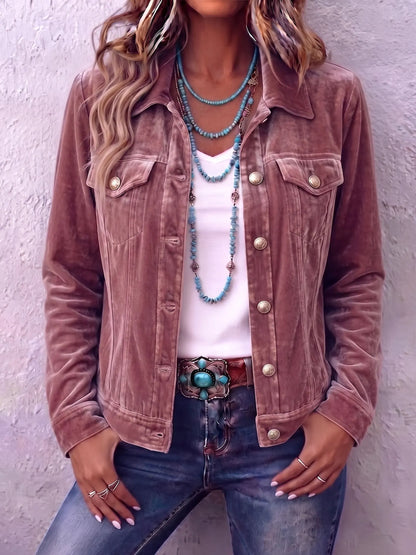 Women's Vintage Wash Button-Front Jacket with Chest Pockets - image 1